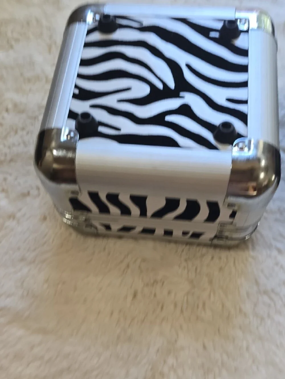 Zebra Print Locking Essential Oil Case with Black Velvet Interior